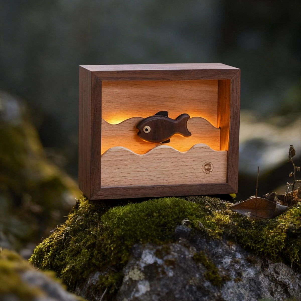 Wooden Little Fish Lamp