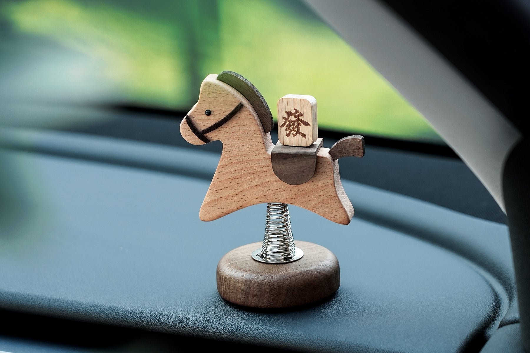 Lucky Rocking Wooden Horse by Baigu Uncle with gentle rocking motion and warm wood texture
