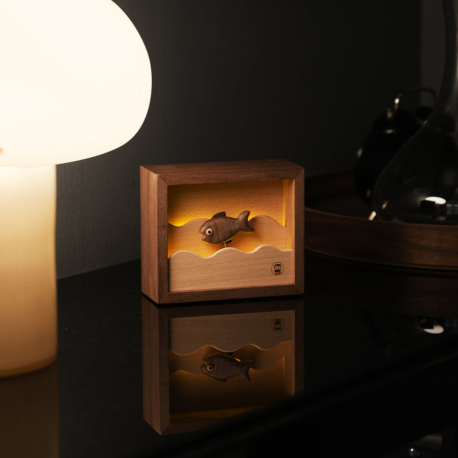 Wooden Little Fish Lamp