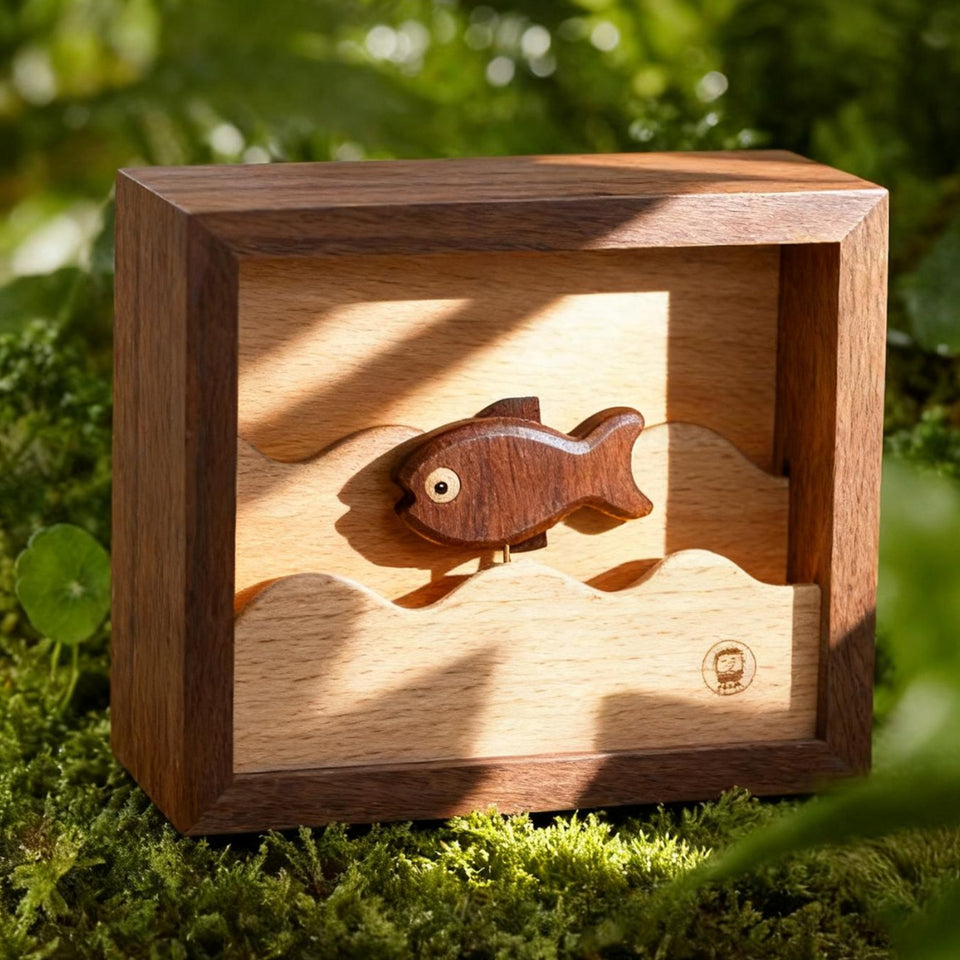 Wooden Little Fish Lamp