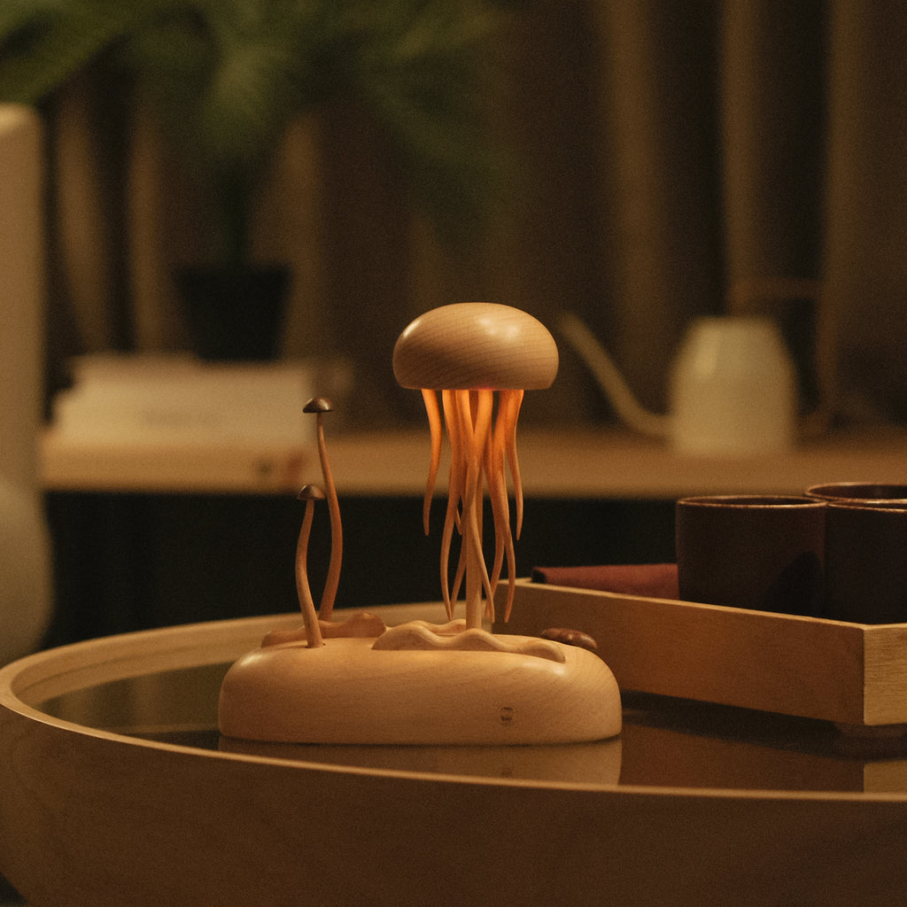 Kinetic Jellyfish Wooden Lamp
