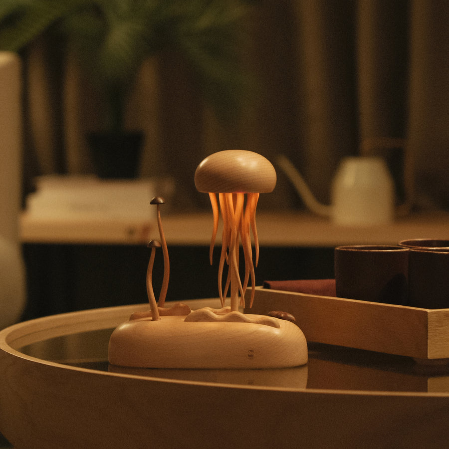 Kinetic Jellyfish Wooden Lamp