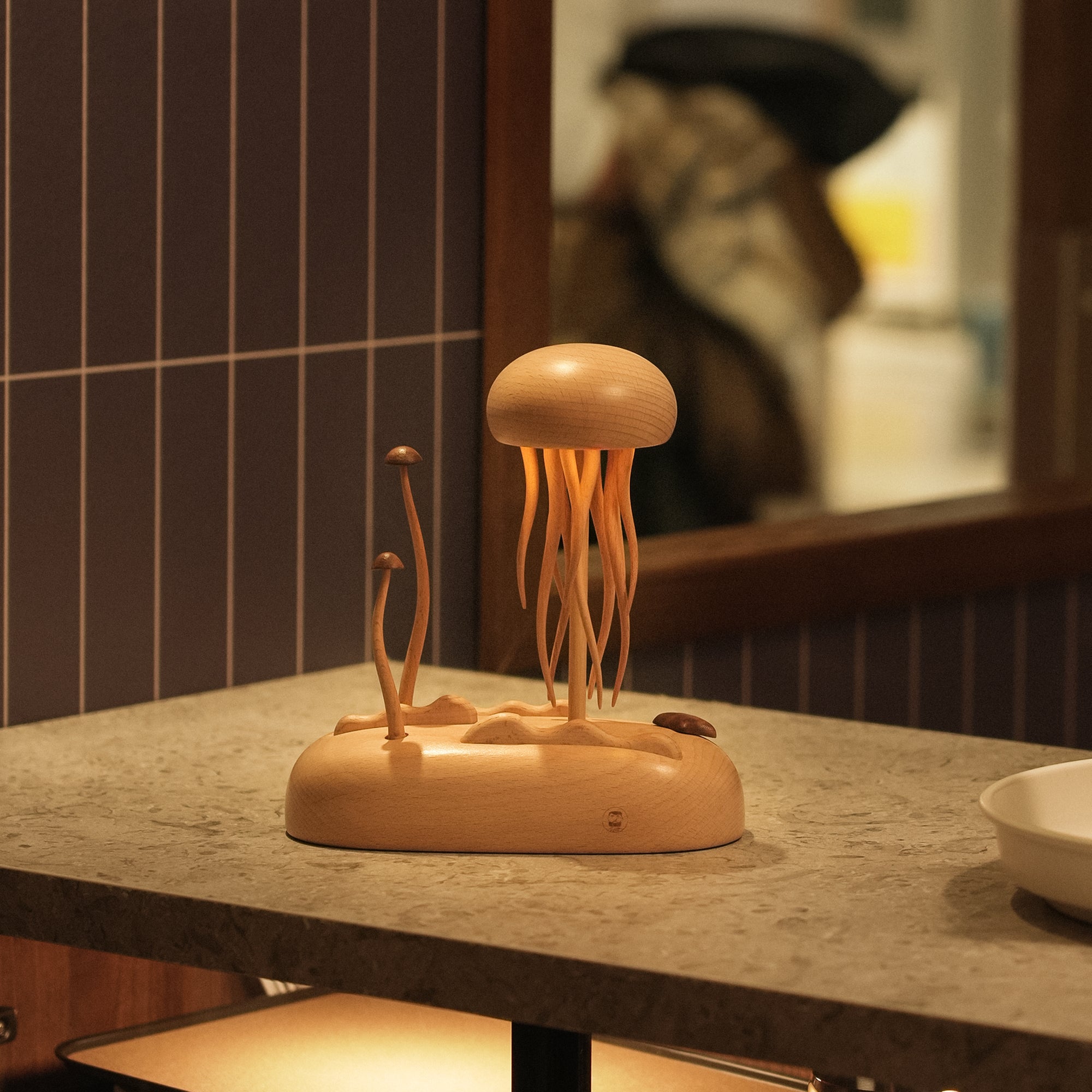 Kinetic Jellyfish Wooden Lamp