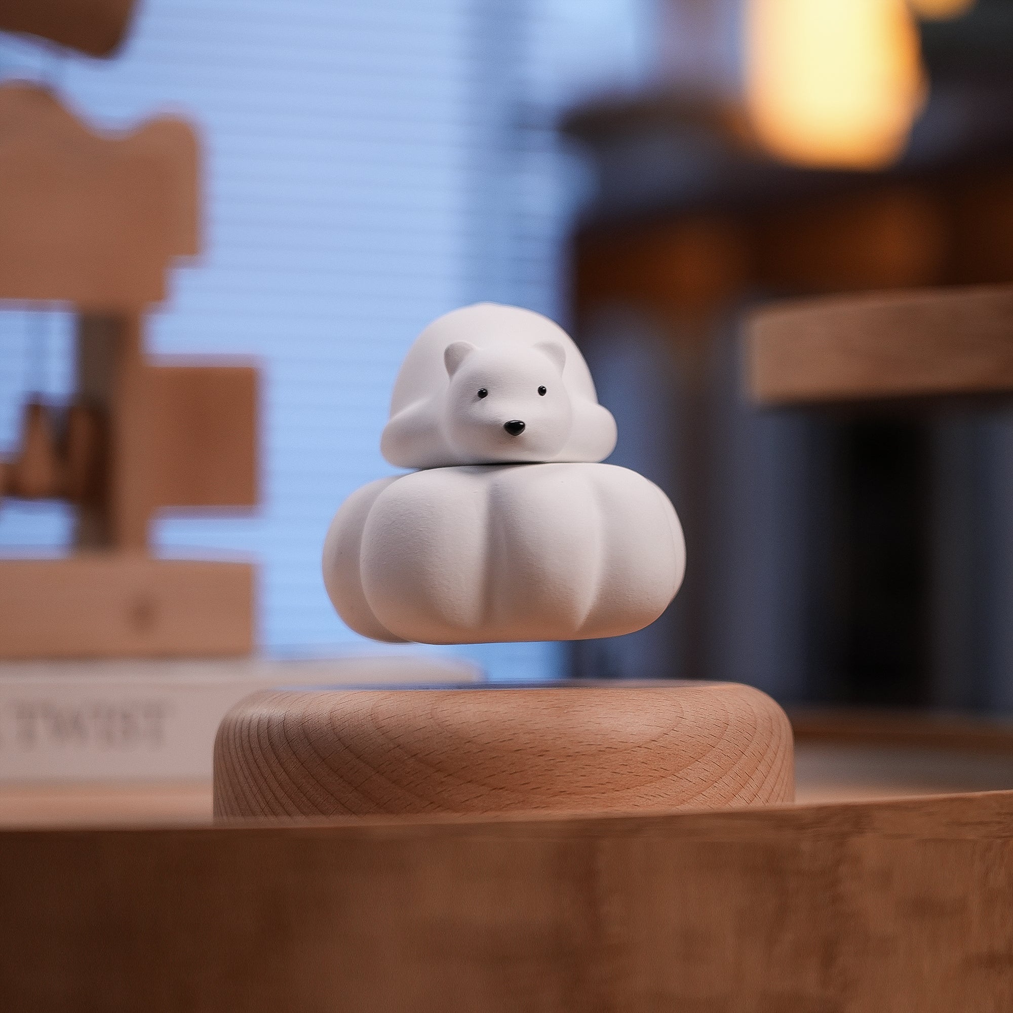Levitating Polar Bear Wooden Gift