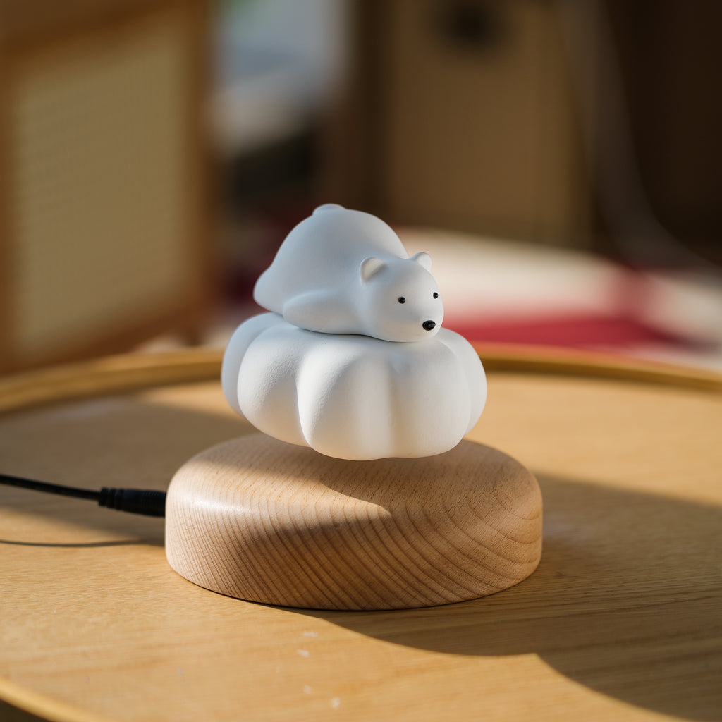 Levitating Polar Bear Wooden Gift