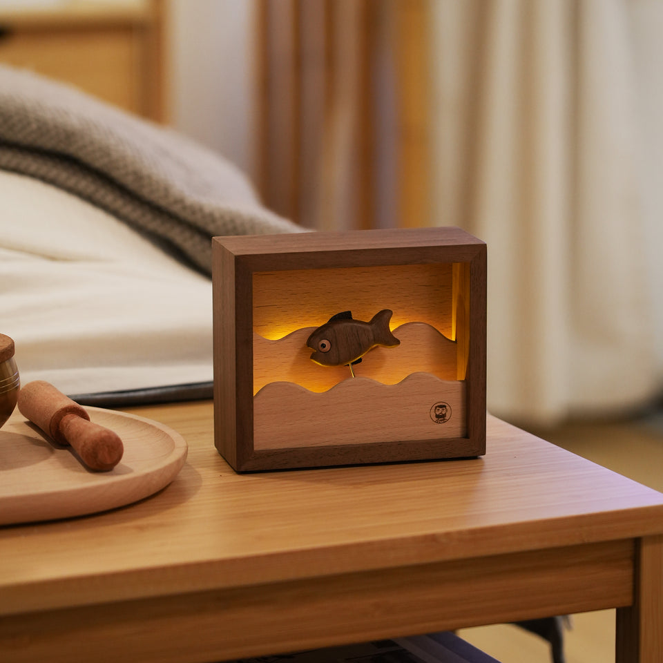 Wooden Little Fish Lamp