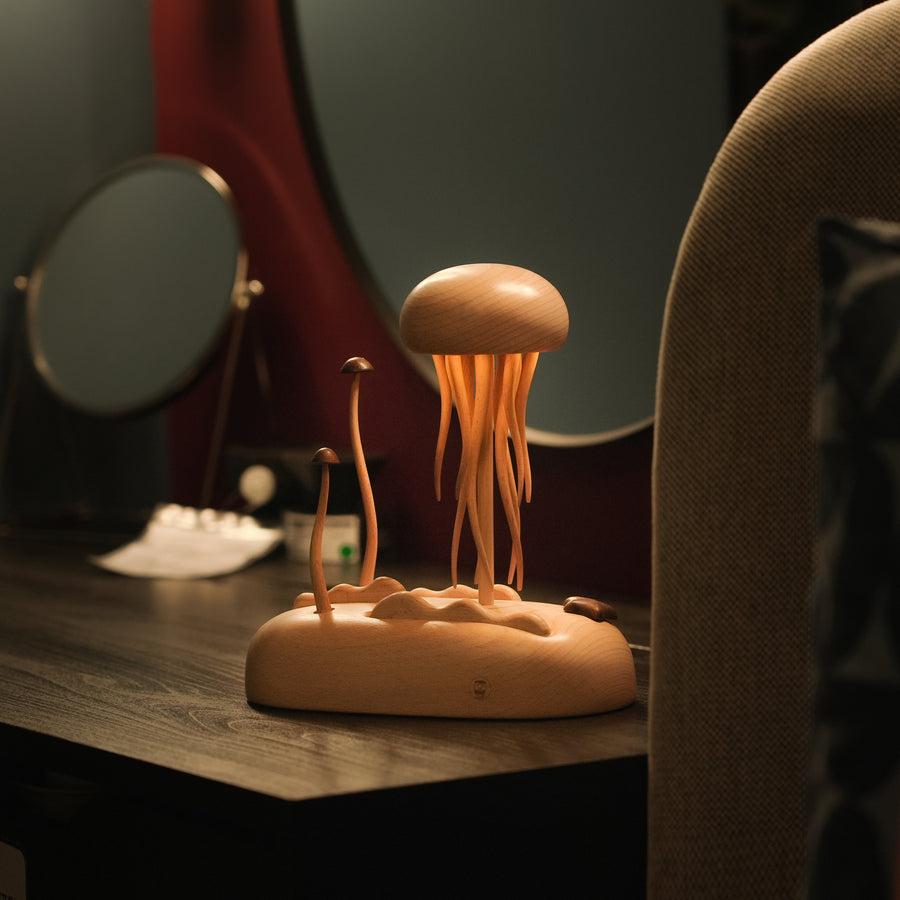 Kinetic Jellyfish Wooden Lamp