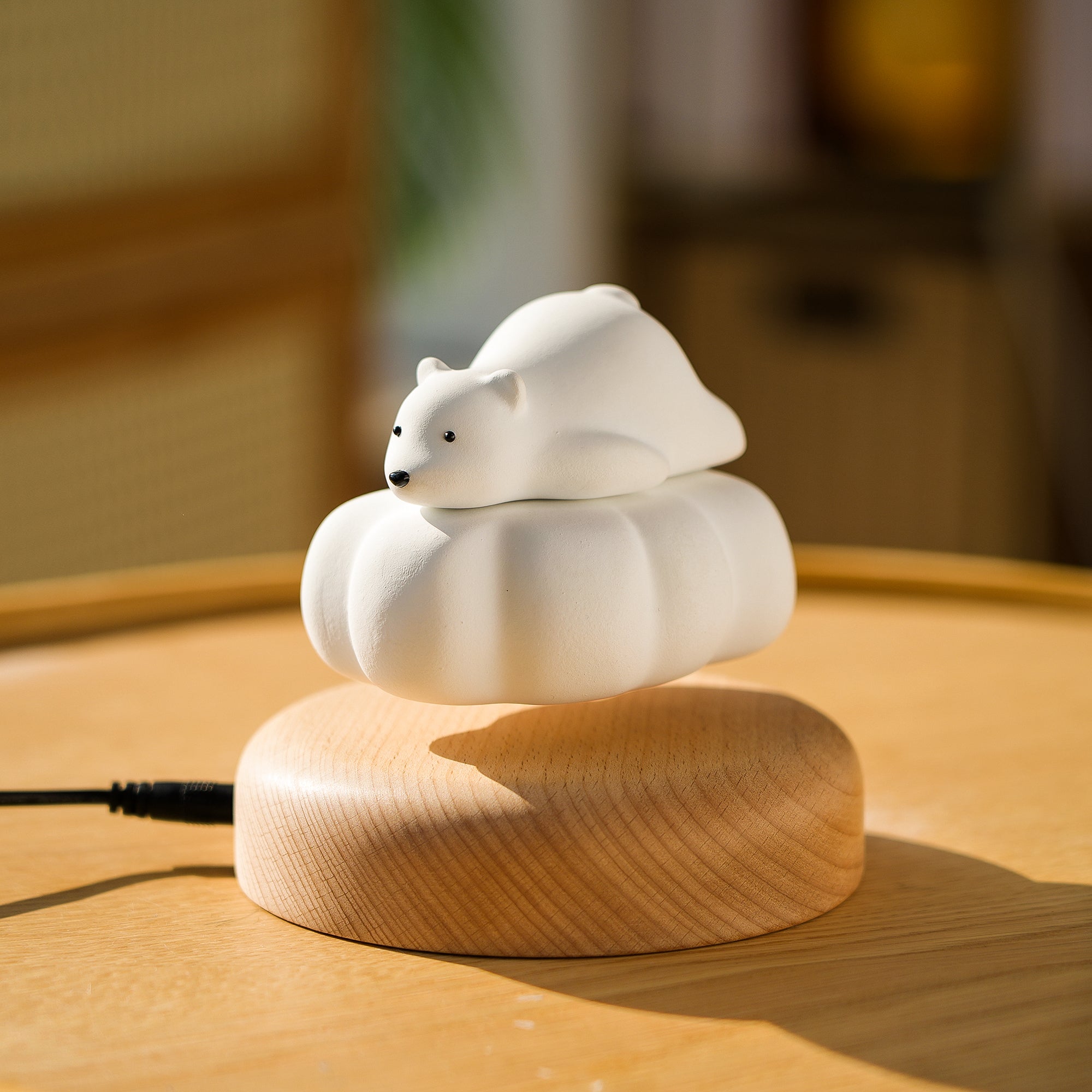 Levitating Polar Bear Wooden Gift