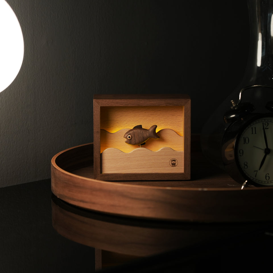 Wooden Little Fish Lamp